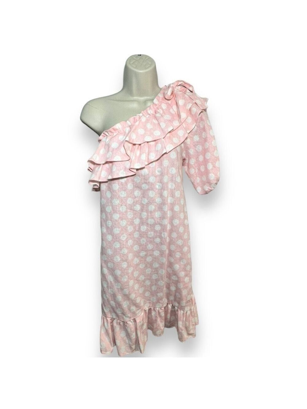 Lisa Maria Fernandez for Target Polka Dot One Shoulder Dress Pink Size Small